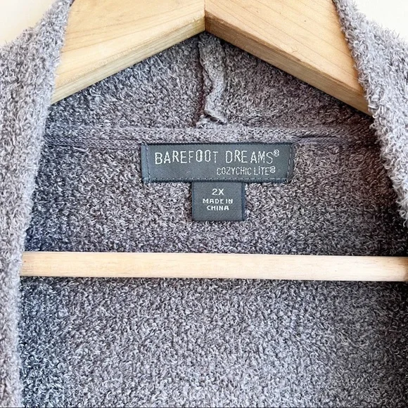 BAREFOOT DREAMS Taupe Cozychic Lite Island Wrap Cardigan size 2X MSRP $110 - Picture 4 of 9